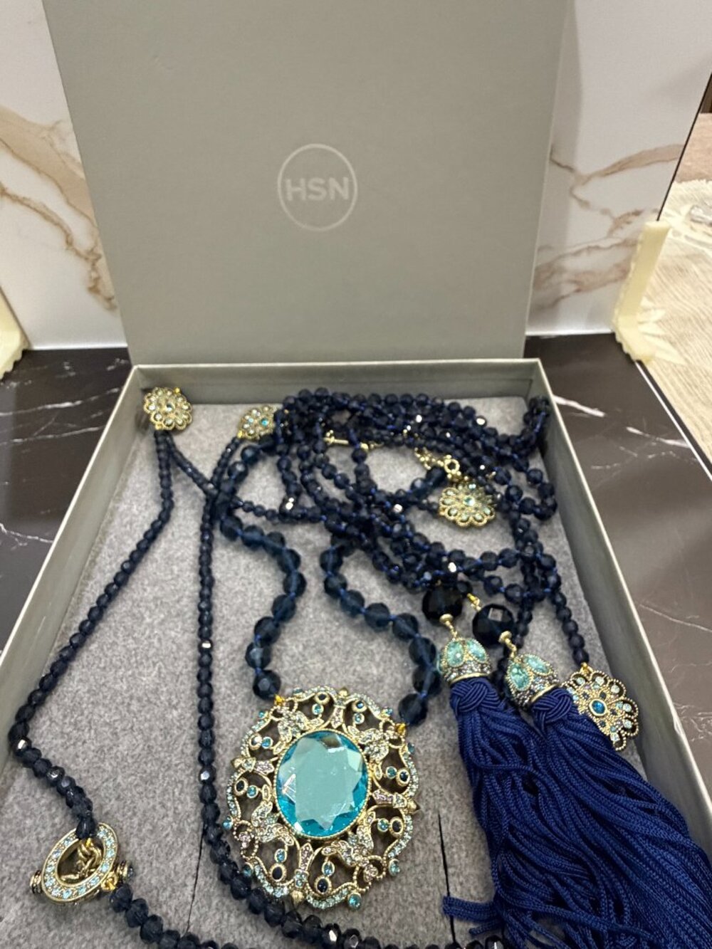 HEIDI DAUS "HOW SUITE IT IS" 3-STRAND NECKLACE | BLUE/AQUA | NWOT - Picture 15 of 15